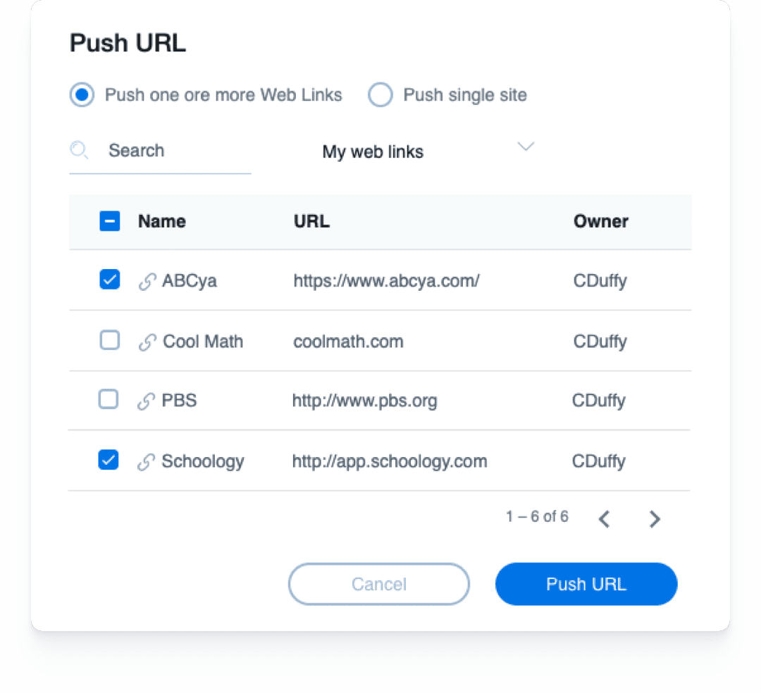 Push URLs to students