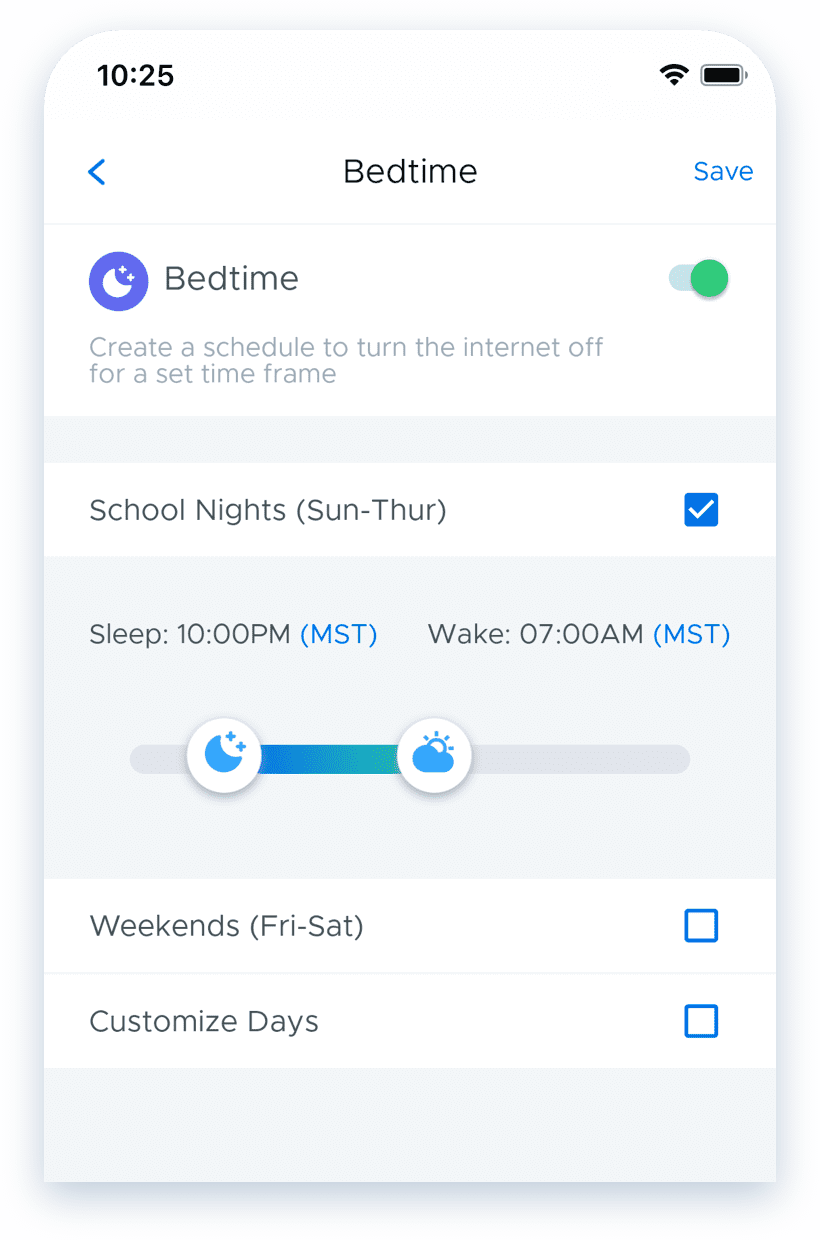 Schedule offline time